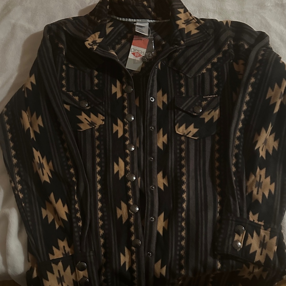 Cinch Black and Tan Patterned Shirt